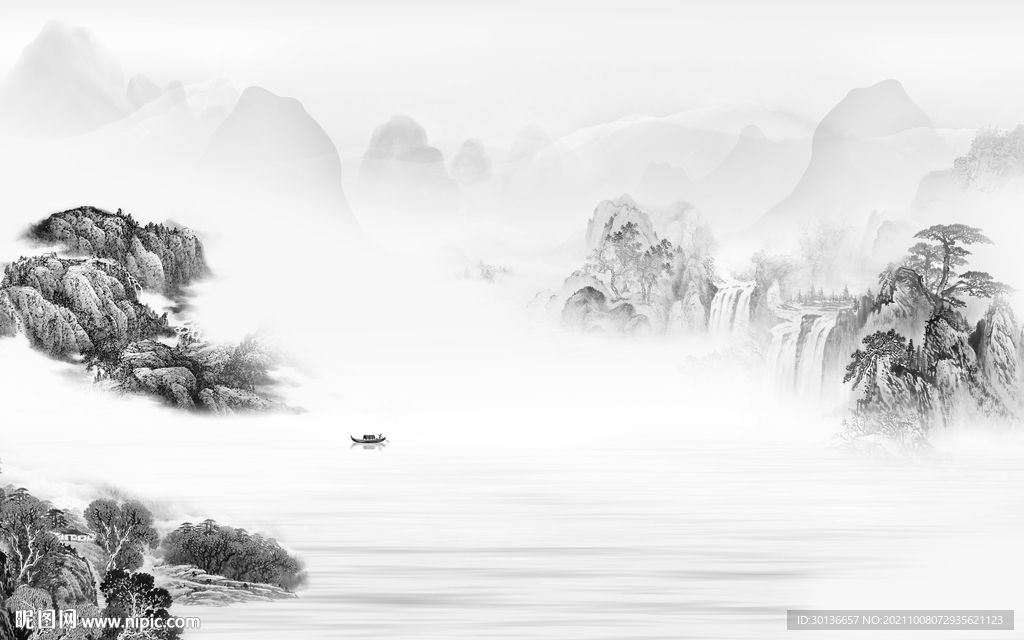 人气 客厅风景山水 TIF分层