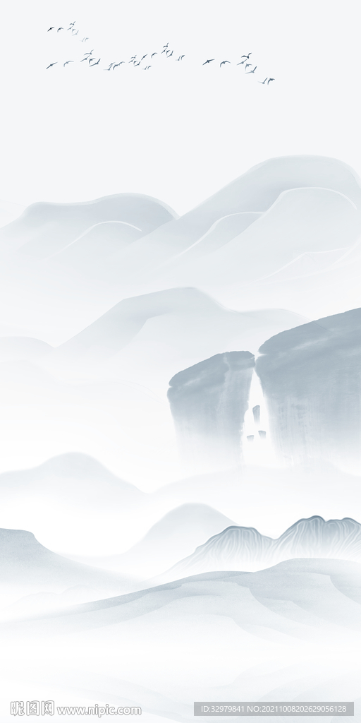 简约玄关大气山水 TIF分层