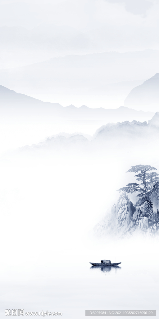 新中式玄关大气山水 TIF分层