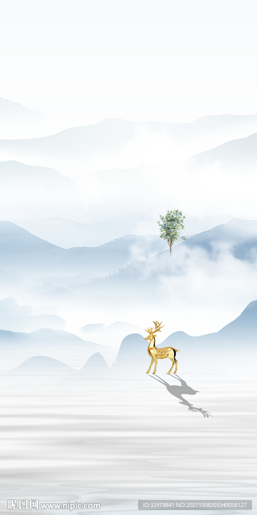 现代 玄关大气山水 TIF分层