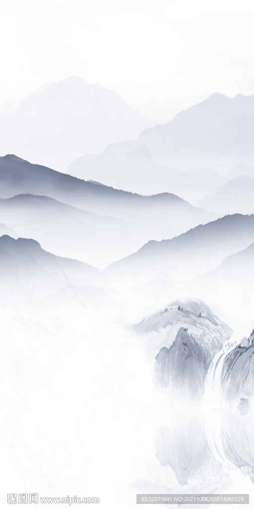 高档玄关简约山水 TIF分层