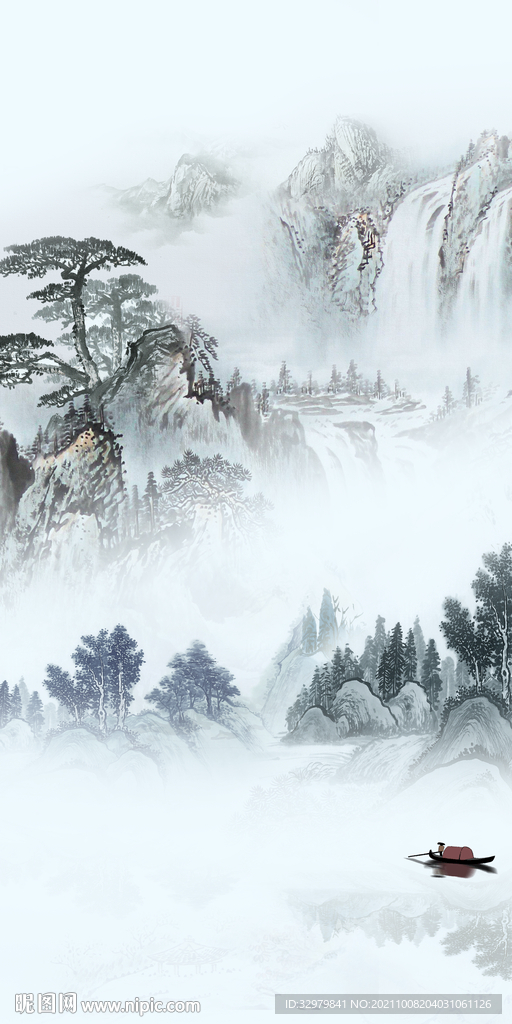 最新玄关意境山水 TIF分层