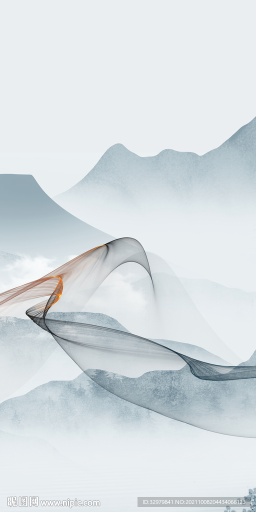 高清玄关意境山水 TIF分层