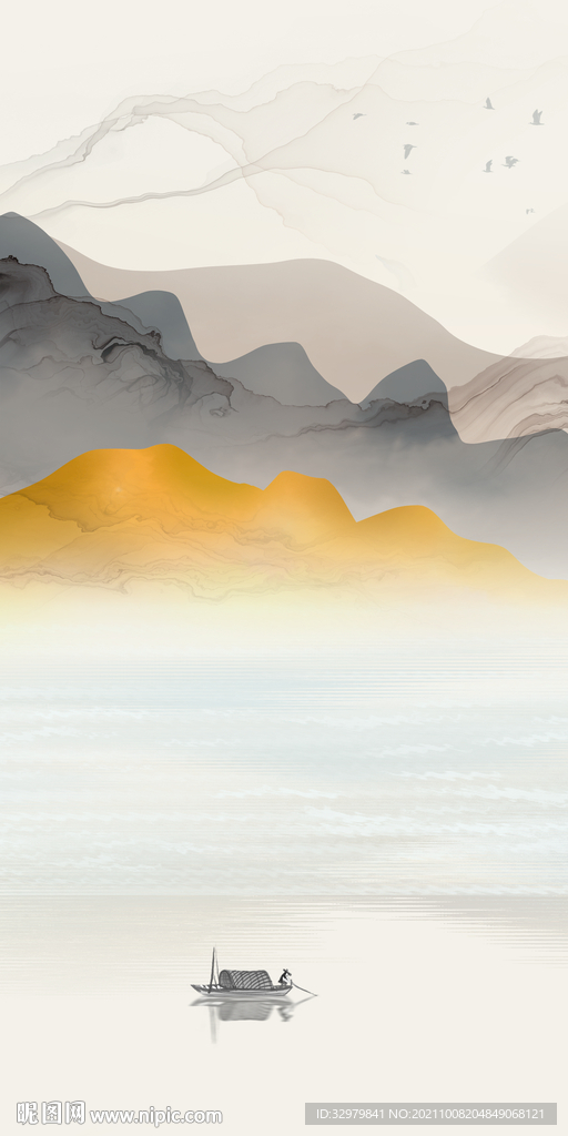 中式 玄关意境山水 TIF分层