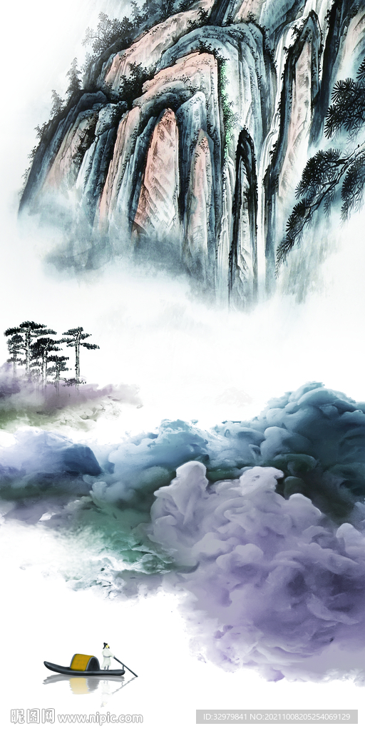 高清 中式玄关山水 TIF分层