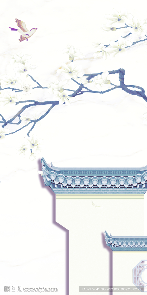 徽派背景墙玄关 TIF分层 