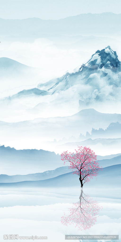 现代 中式玄关山水 TIF分层