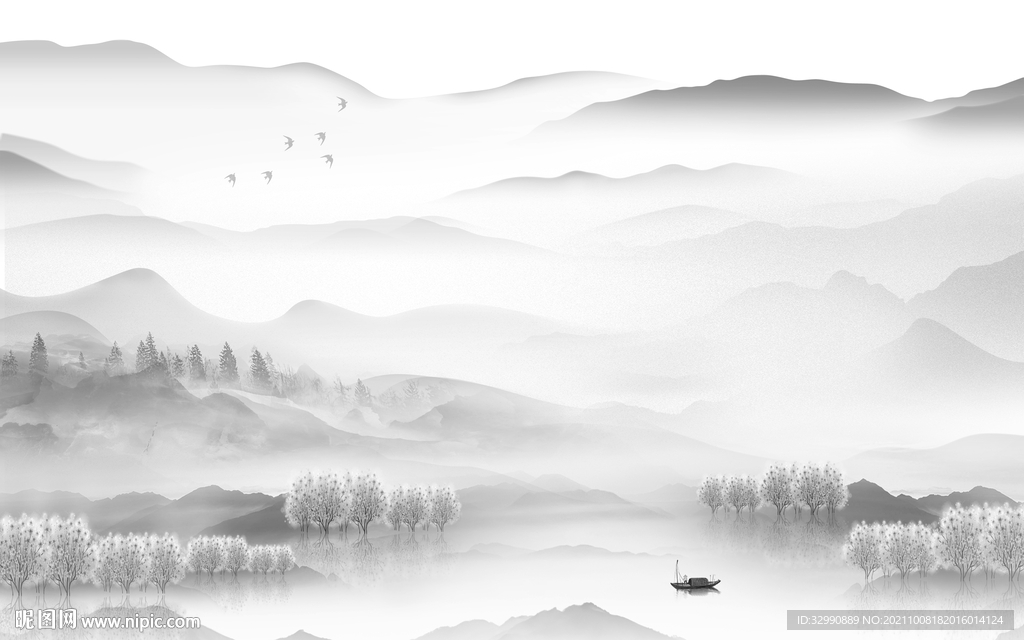 人气 客厅风景山水 TIF分层