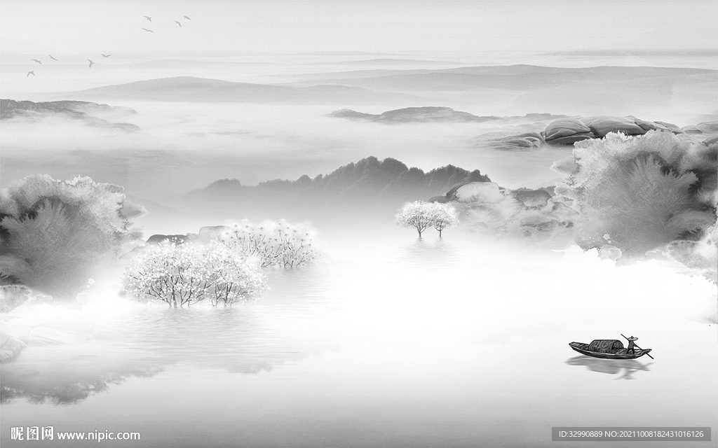 新款客厅意境山水 TIF分层