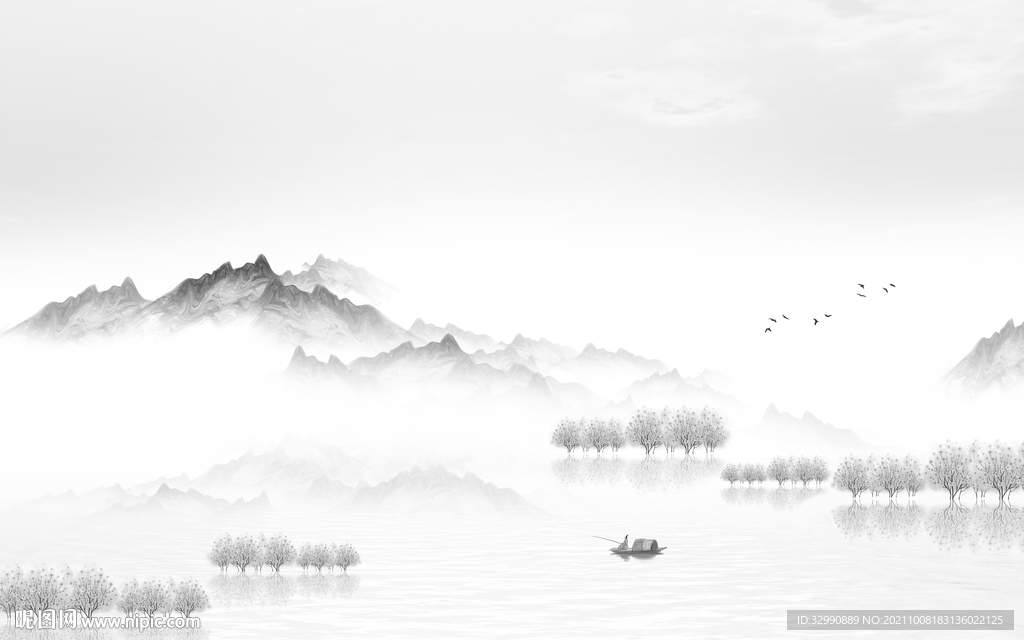 中国风客厅意境山水 TIF分层