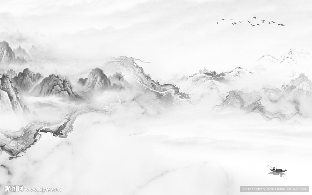 高清客厅风景山水 TIF分层