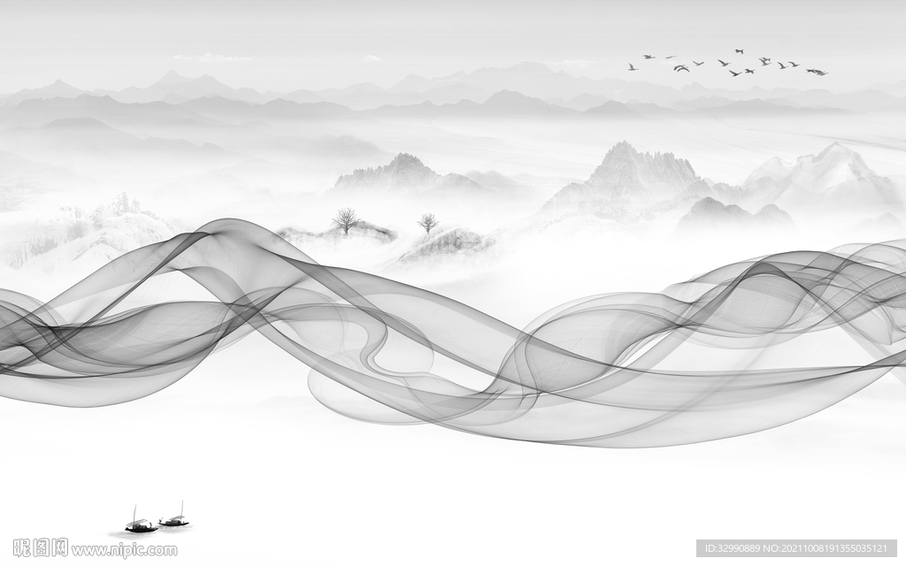 大气客厅风景山水 TIF分层