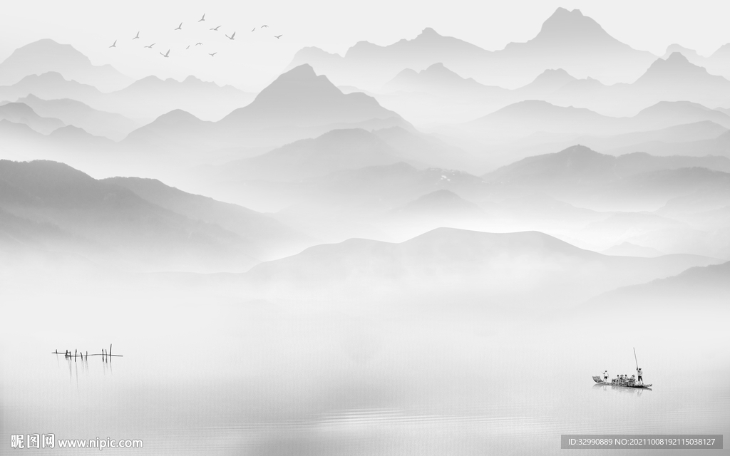 人气客厅意境山水 TIF分层