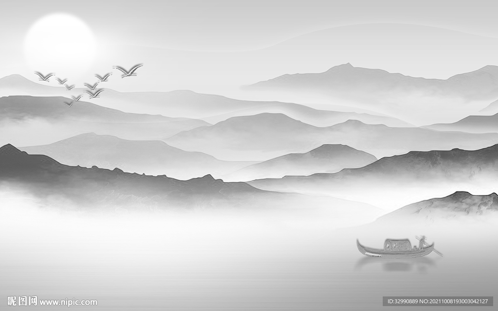 大气客厅意境山水 TIF分层