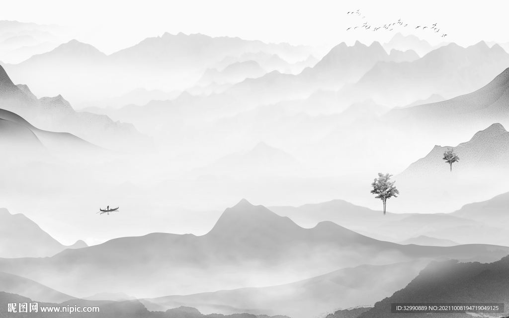 现代 客厅意境山水 TIF分层