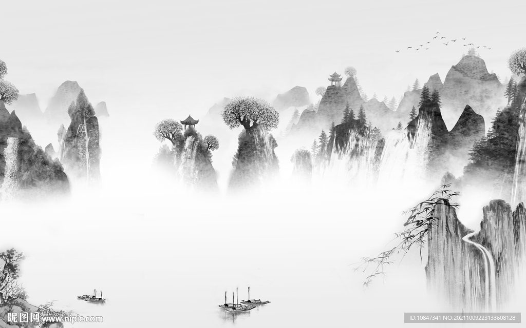 最新意境背景山水 TIF分层