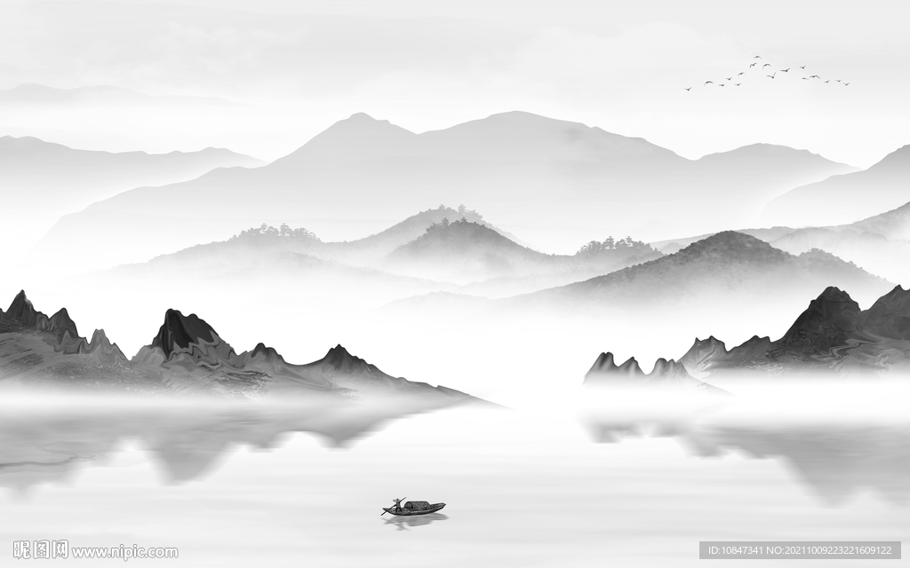 简约意境背景山水 TIF分层