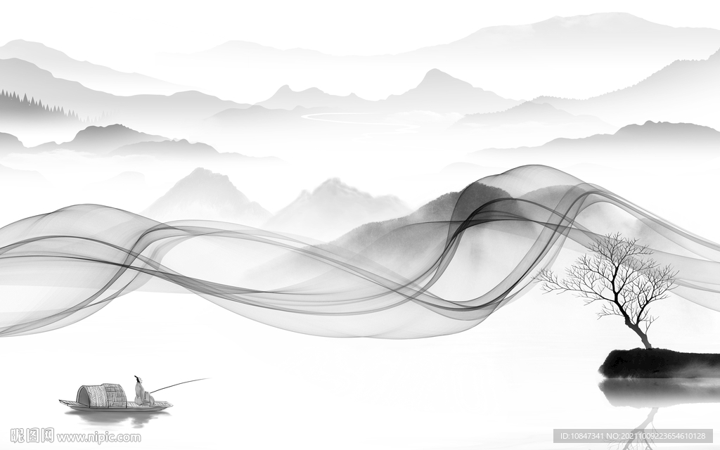 爆款意境客厅山水 TIF分层