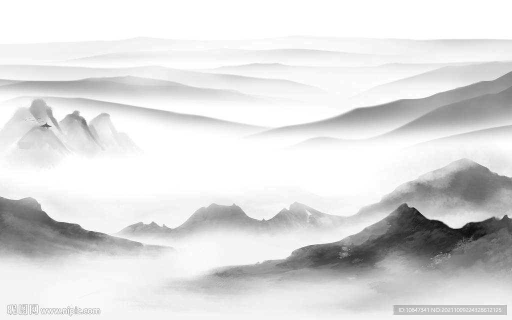 简约 意境客厅山水 TIF分层