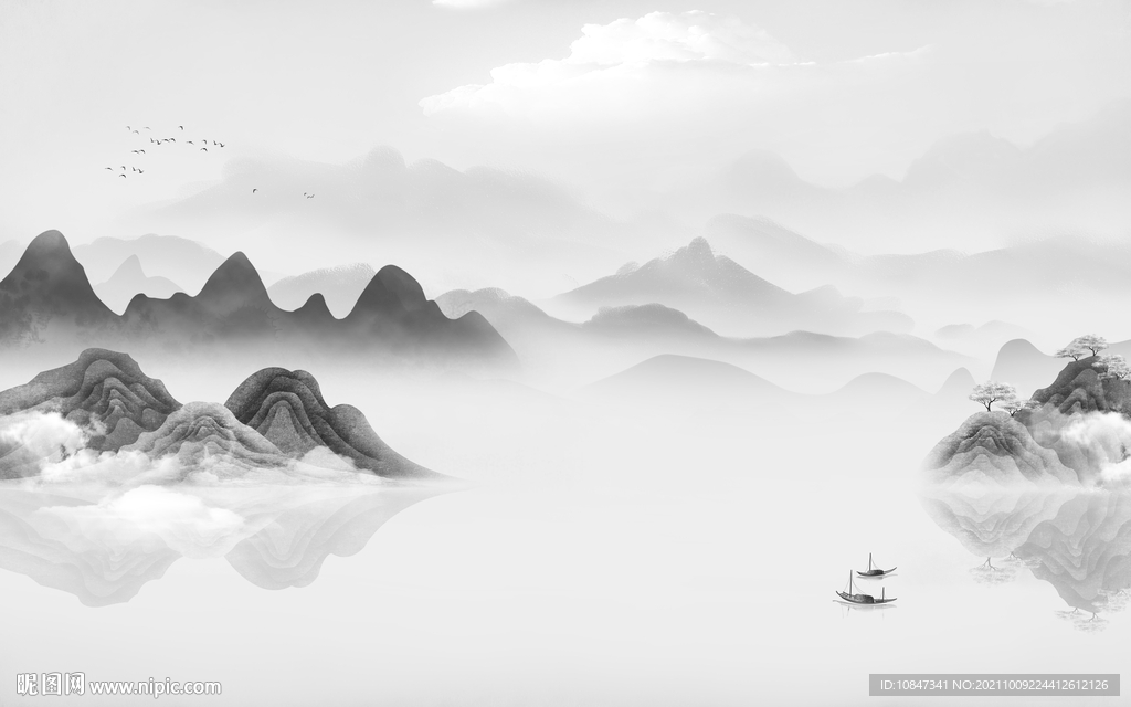 新品意境背景山水 TIF分层