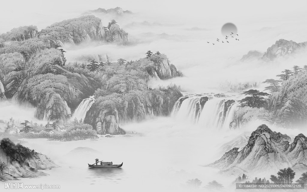 现代 意境背景山水 TIF分层