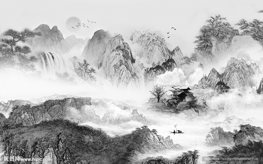 大气 意境客厅山水 TIF分层