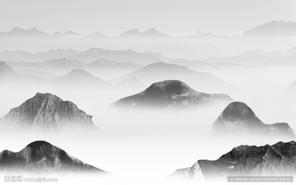 意境 灰色风景山水 TIF分层