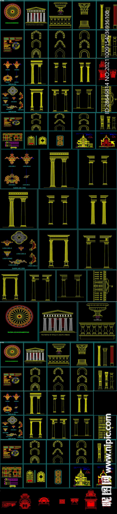 2022欧式雕花构件CAD图库