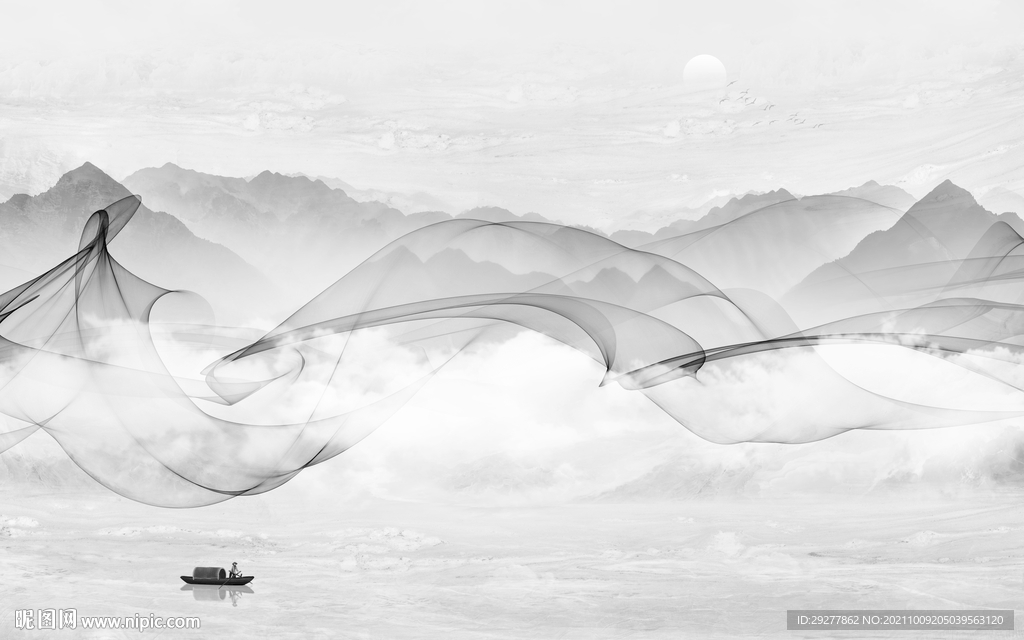 最新款灰色山水 tif分层