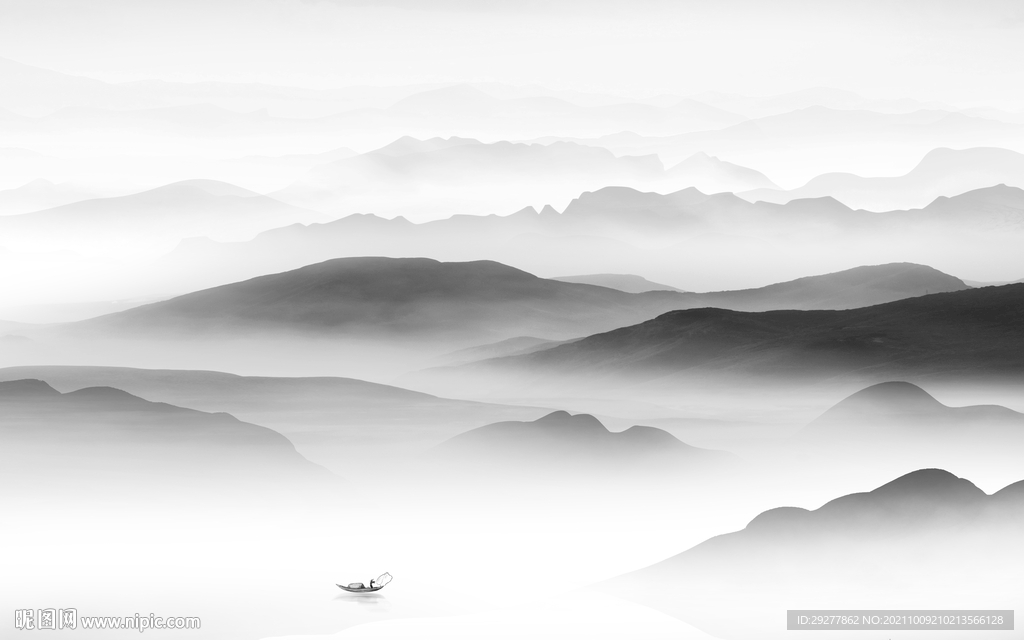 高清 灰色现代山水 tif分层