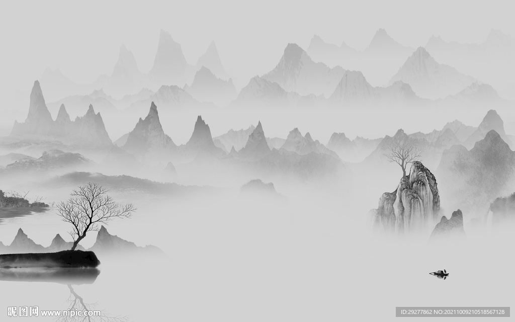 大气新款灰色山水 tif分层