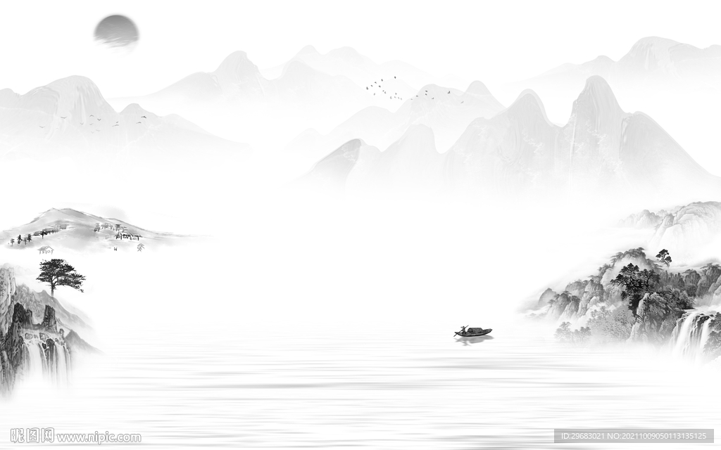 高清 风景客厅山水 tif分层