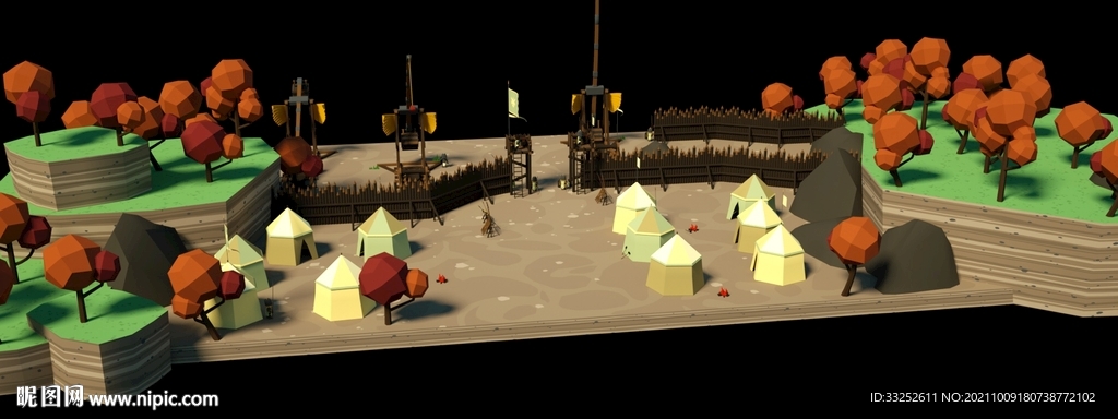 Lowpoly 营地 战争 