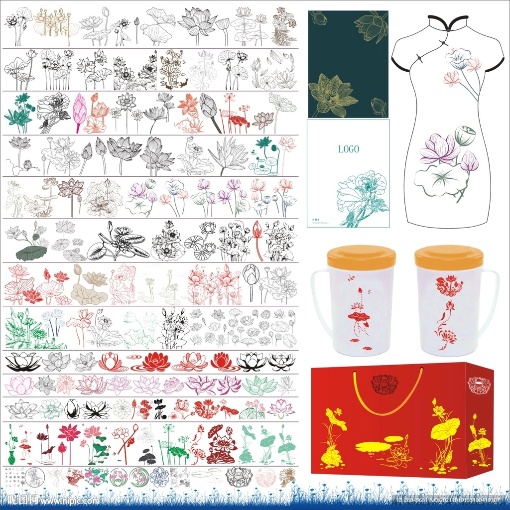 荷花莲花矢量图