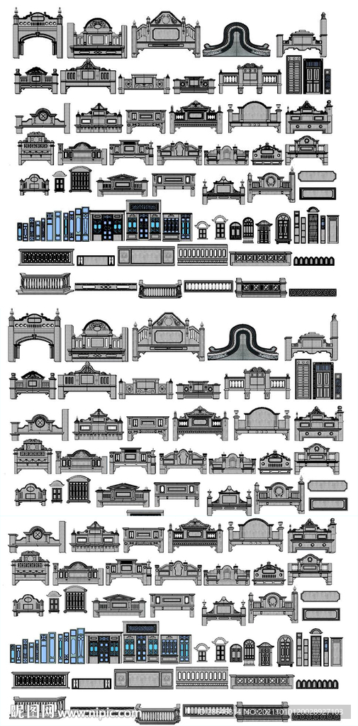 民国风门窗构件SU模型