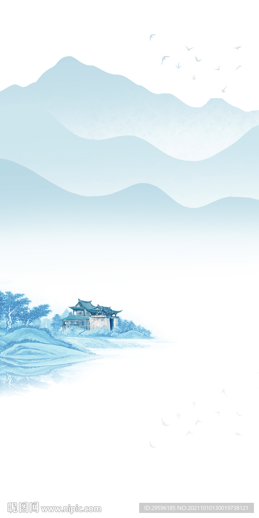 中式玄关背景 tif山水分层