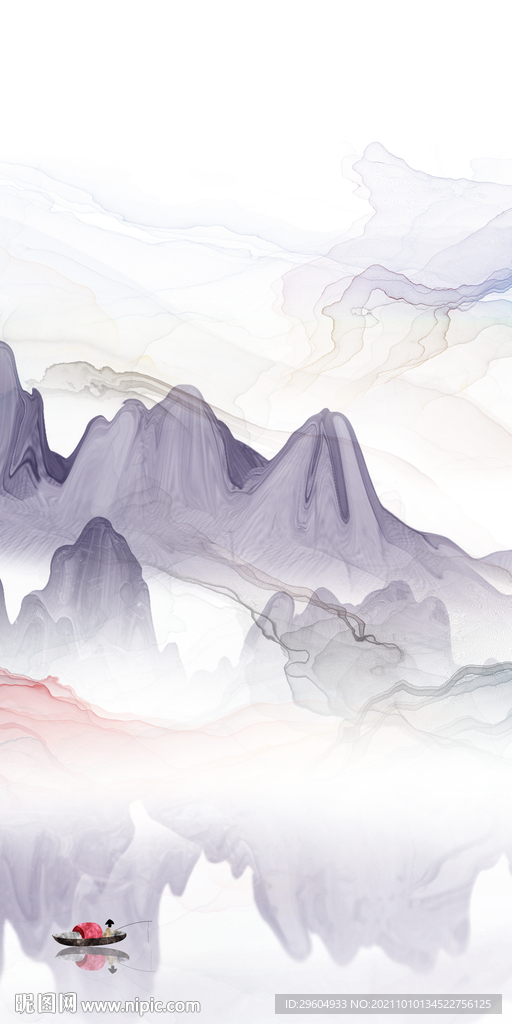 中国风装饰画山水图 TIF分层