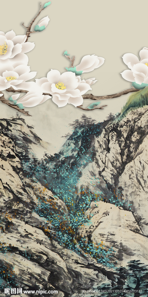 高清 玄关山水 TIF分层画 