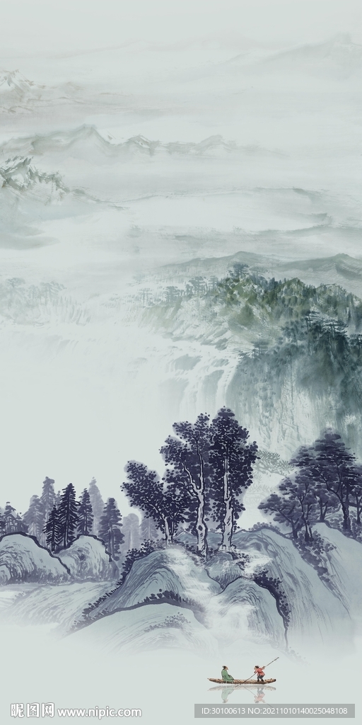 新品现代玄关山水 tif分层