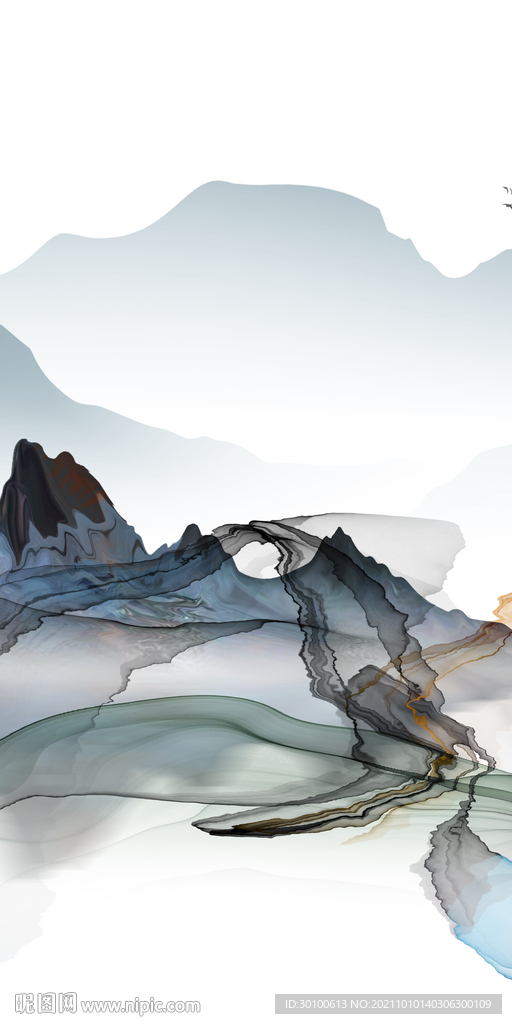 新款 现代玄关山水 tif分层