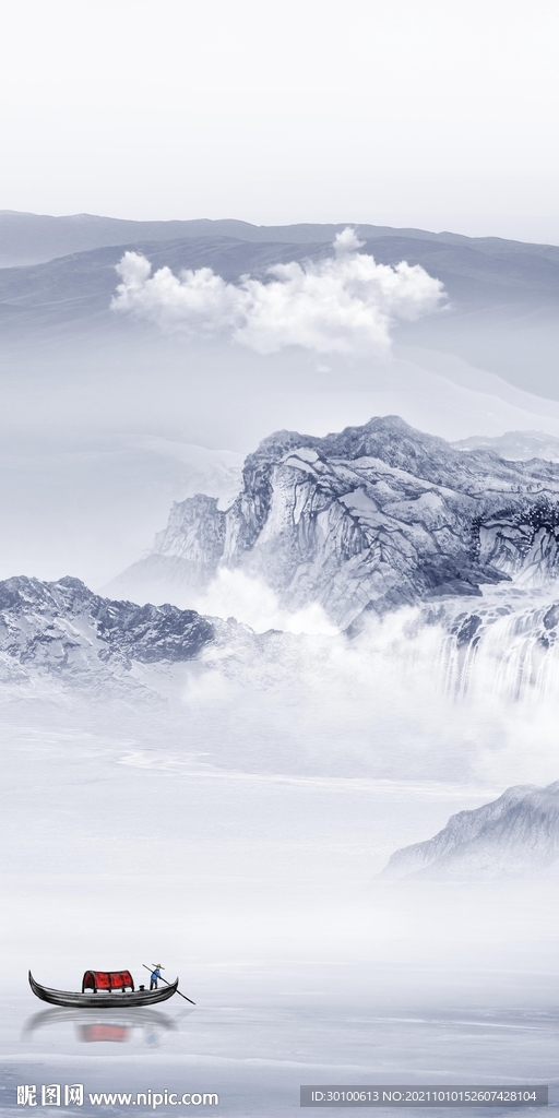 现代玄关山水新画 tif分层