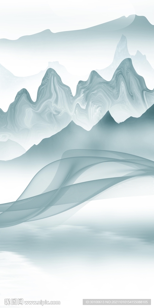 中式玄关山水新画 tif分层