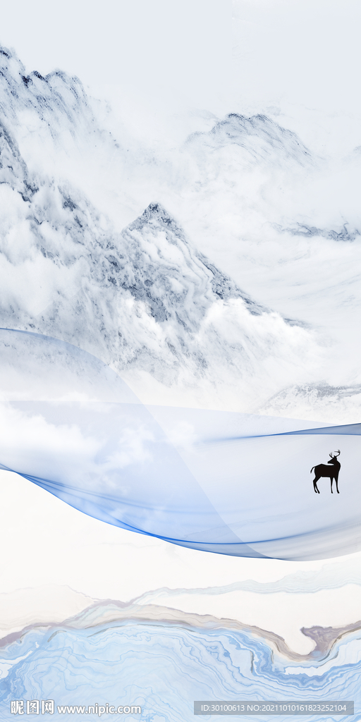 简约 玄关山水新画 tif分层