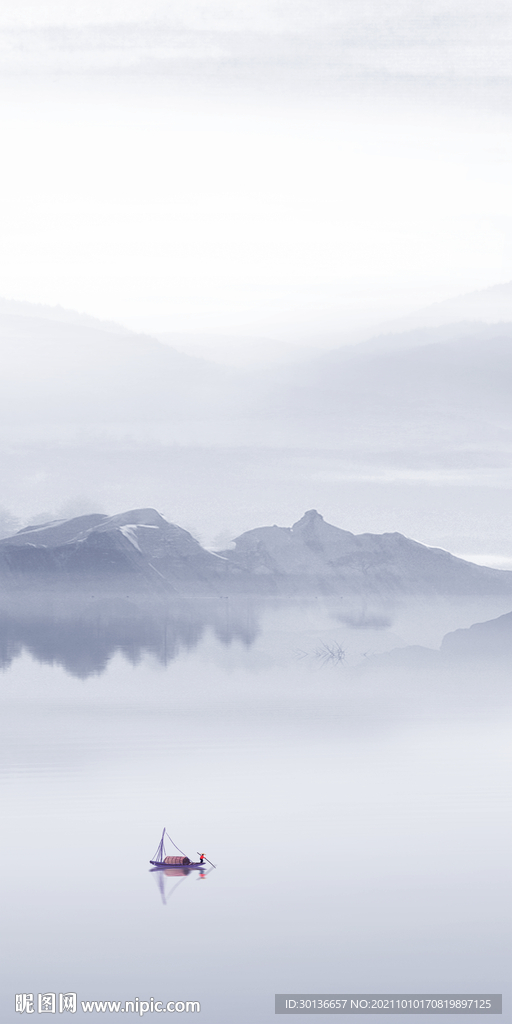 蓝色现代山水玄关 TIF分层