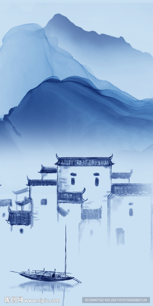 徽派山水风景玄关 TIF分层