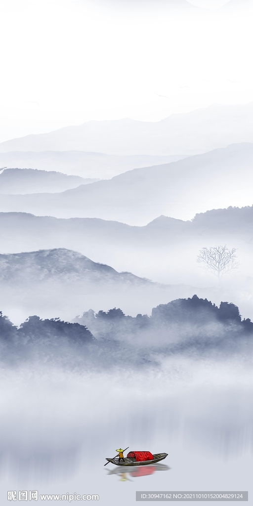 高档山水风景玄关 TIF分层