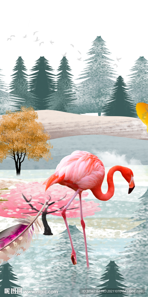 人气 山水简约玄关 TIF分层