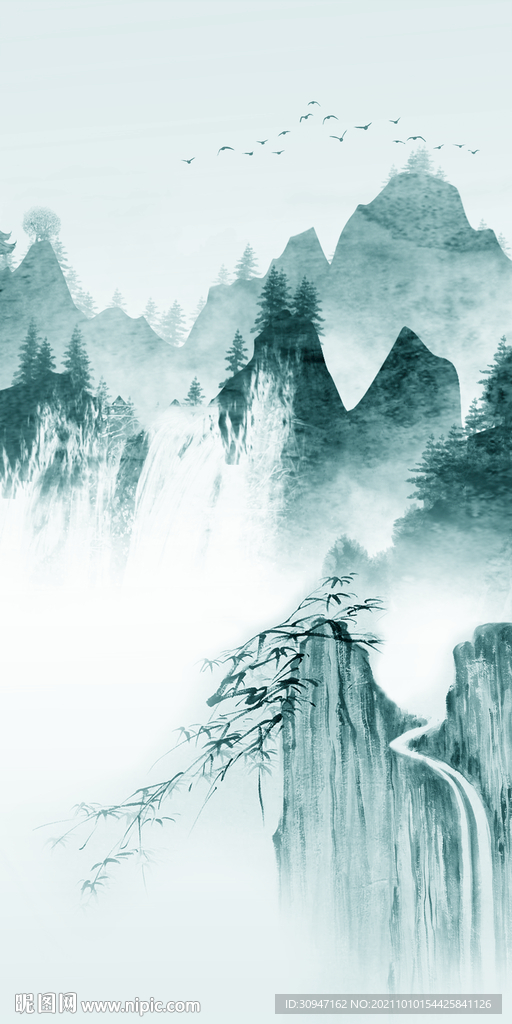 高档山水最新玄关 TIF分层