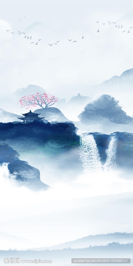 高清 山水简约玄关 TIF分层