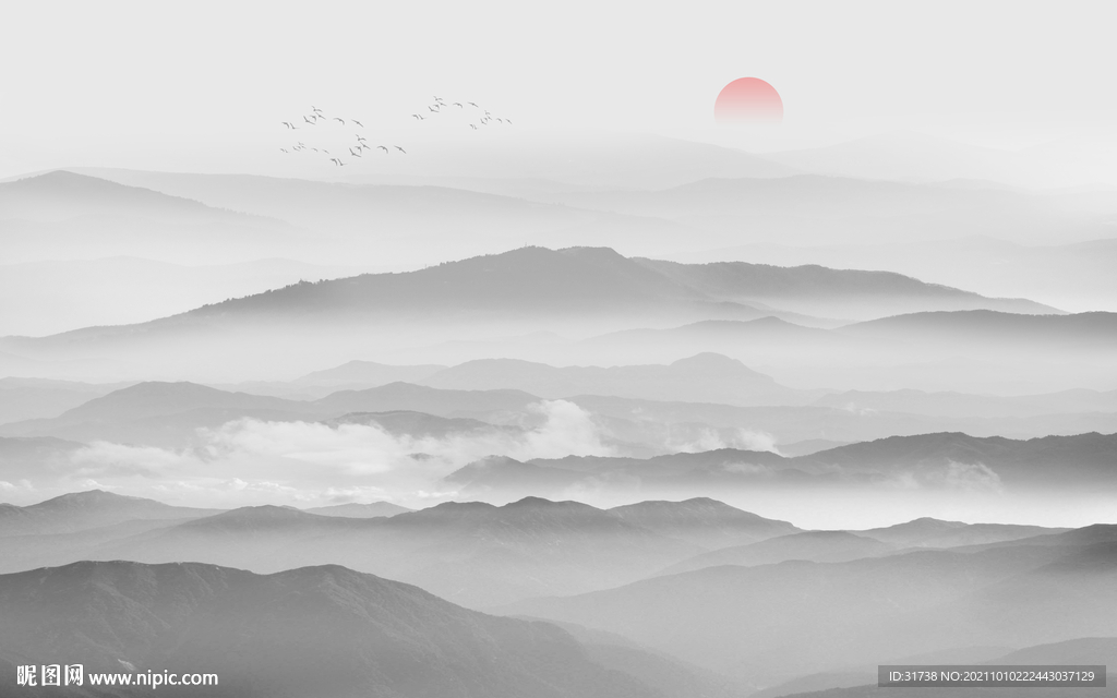 新中式山水背景墙